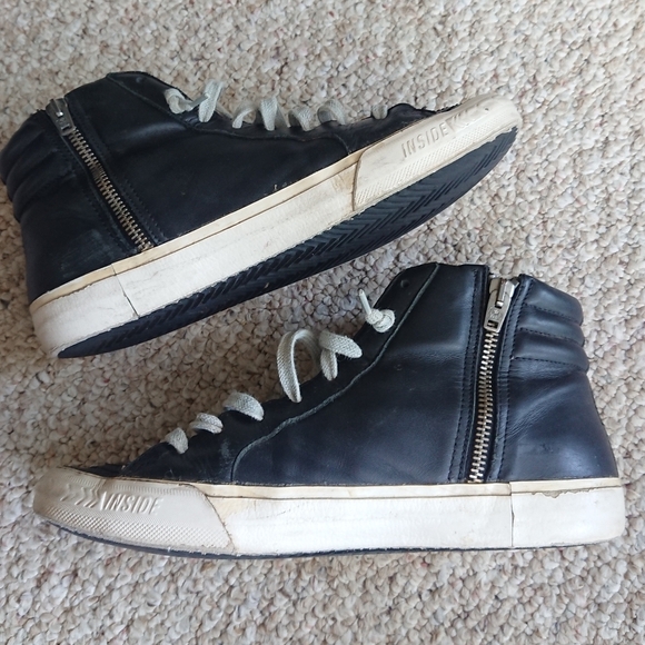 Golden Goose Slide Mid-Top Leather Stud Sneakers in Black size 38 - Picture 5 of 16